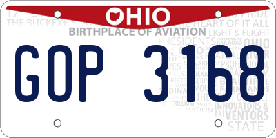OH license plate GOP3168