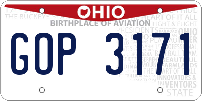OH license plate GOP3171