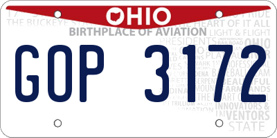 OH license plate GOP3172