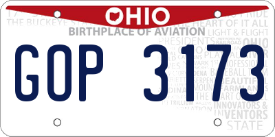 OH license plate GOP3173