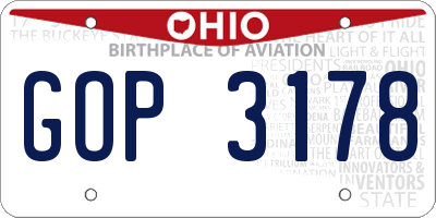 OH license plate GOP3178