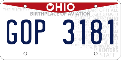 OH license plate GOP3181