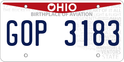 OH license plate GOP3183