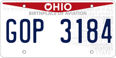 OH license plate GOP3184