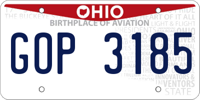 OH license plate GOP3185