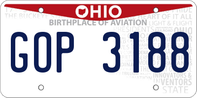 OH license plate GOP3188