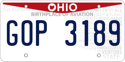 OH license plate GOP3189