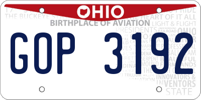 OH license plate GOP3192