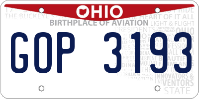 OH license plate GOP3193