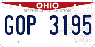 OH license plate GOP3195