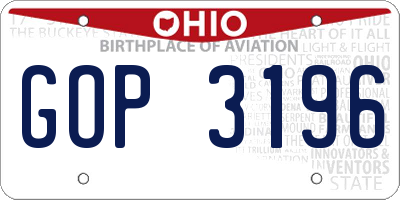 OH license plate GOP3196