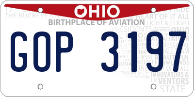 OH license plate GOP3197