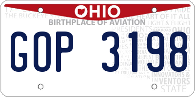OH license plate GOP3198