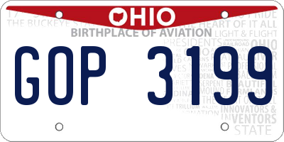 OH license plate GOP3199