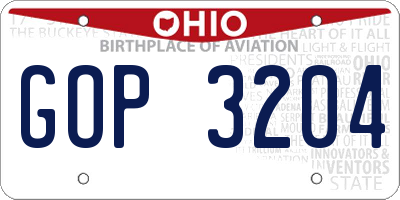 OH license plate GOP3204