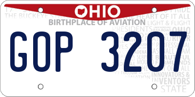 OH license plate GOP3207