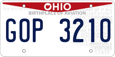 OH license plate GOP3210