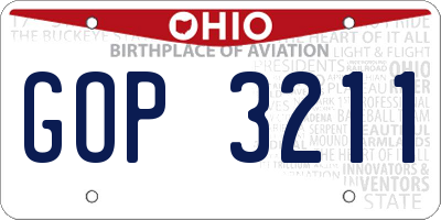 OH license plate GOP3211
