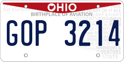 OH license plate GOP3214