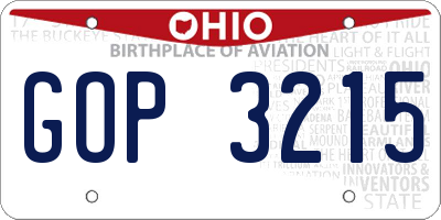 OH license plate GOP3215