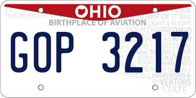 OH license plate GOP3217