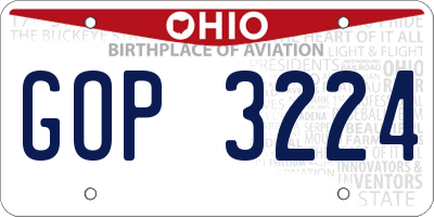 OH license plate GOP3224