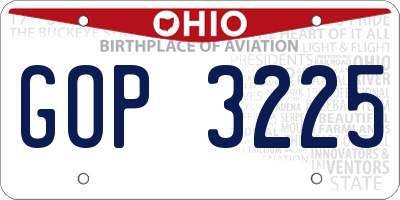 OH license plate GOP3225