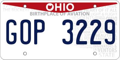 OH license plate GOP3229