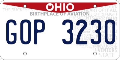 OH license plate GOP3230