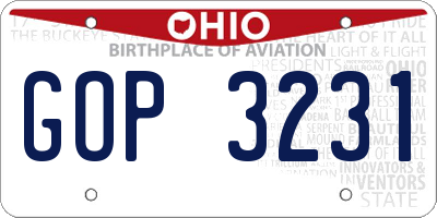OH license plate GOP3231