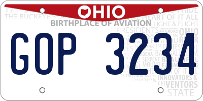OH license plate GOP3234
