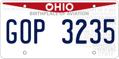 OH license plate GOP3235