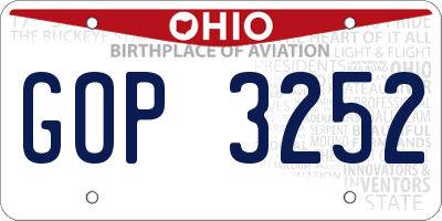 OH license plate GOP3252