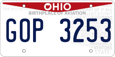 OH license plate GOP3253
