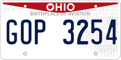 OH license plate GOP3254