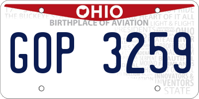 OH license plate GOP3259