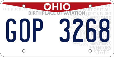 OH license plate GOP3268