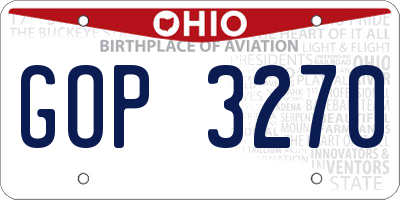 OH license plate GOP3270