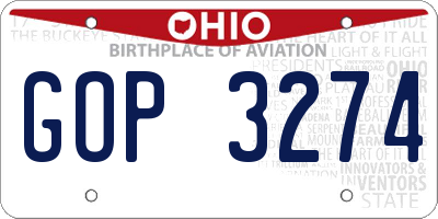 OH license plate GOP3274