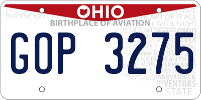 OH license plate GOP3275