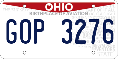 OH license plate GOP3276