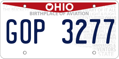 OH license plate GOP3277