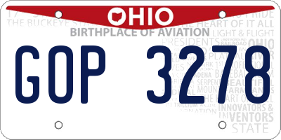 OH license plate GOP3278