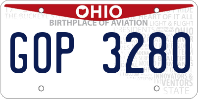 OH license plate GOP3280