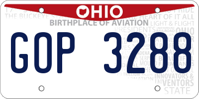 OH license plate GOP3288
