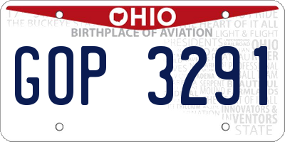 OH license plate GOP3291