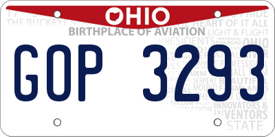 OH license plate GOP3293