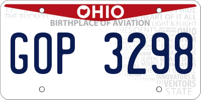OH license plate GOP3298