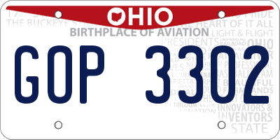 OH license plate GOP3302