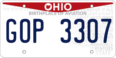 OH license plate GOP3307